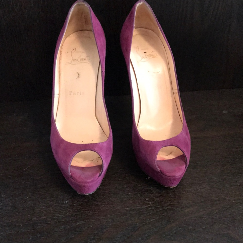 Purple suede Christian Louboutin platform heel